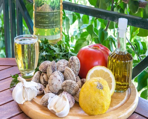 A colorful Mediterranean dish with fresh vegetables and olive oil
